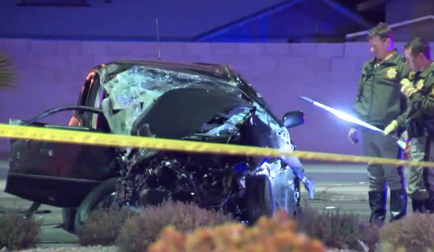 Two people are dead after a terrible crash in the northwest valley Sunday around 4:46 p.m. Police say a white Chrysler 300 was speeding down Rainbow, near Westcliff, when the driver t-boned a black Toyota Corolla.