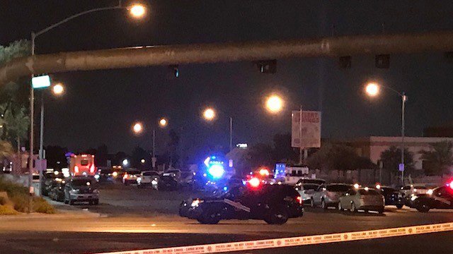 Las Vegas Metropolitan Police are investigating an officer-involved shooting that injured an armed robbery suspect early Saturday morning. The incident occurred on Blue Diamond Road and South Valley View Boulevard at approximately 12:30 a.m.