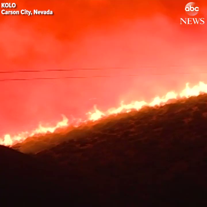 100-acre wildfire rages in Nevada's Voltaire Canyon as 45 large fires burn across the nation.    
