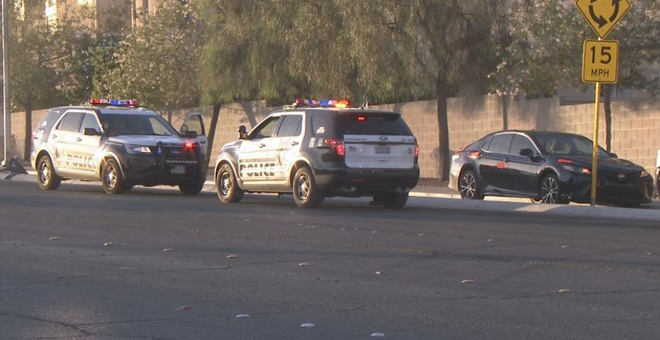 Las Vegas Metro police were led on a car chase after the suspects opened fire on two men early morning Wednesday in northeast Las Vegas.  According to Lt. David Gordon, two brothers were in the area of Stewart Avenue and Radwick Drive around 1 a.m. when they were approached by two armed men. An argument ensued and one of the suspects shot the victim twice. The suspects fled the scene in a stolen Toyota Camry. 