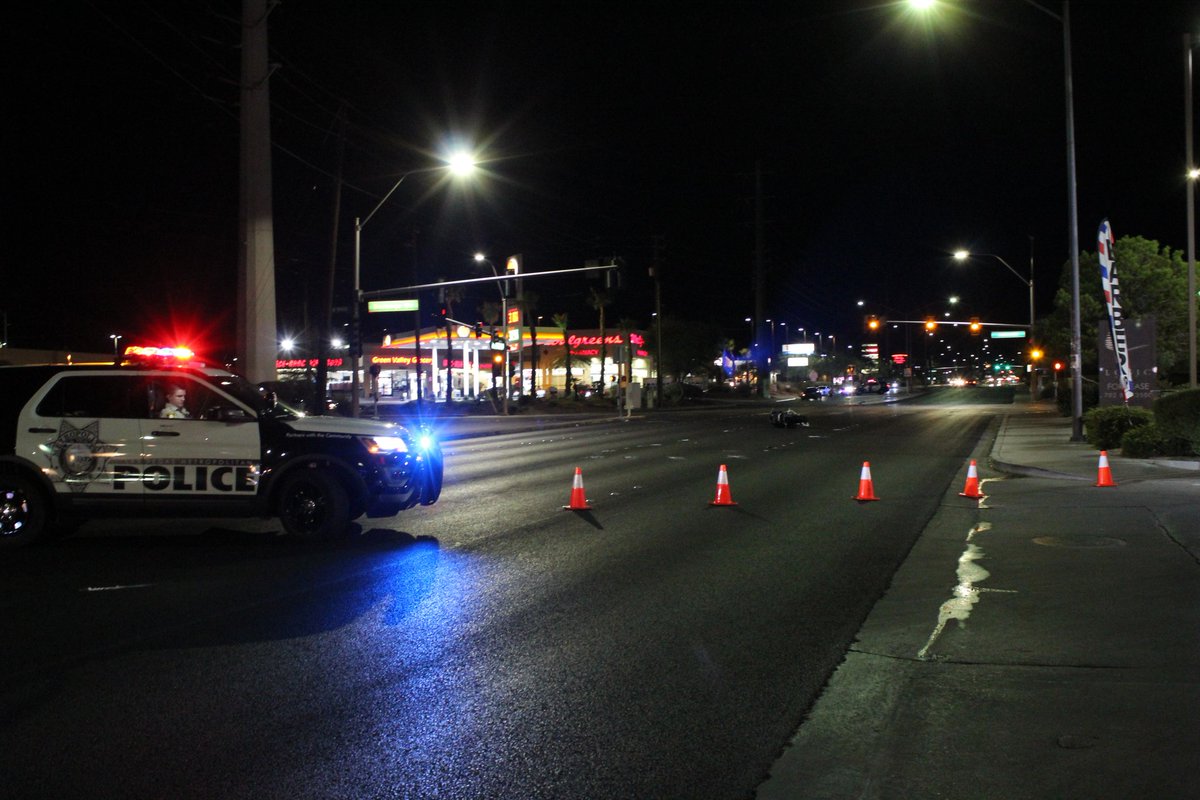 A motorcyclist was injured after a crash at Charleston and Durango earlier tonight. The motorcyclist has serious injuries but is expected to survive. Westbound Charleston is blocked at the intersection