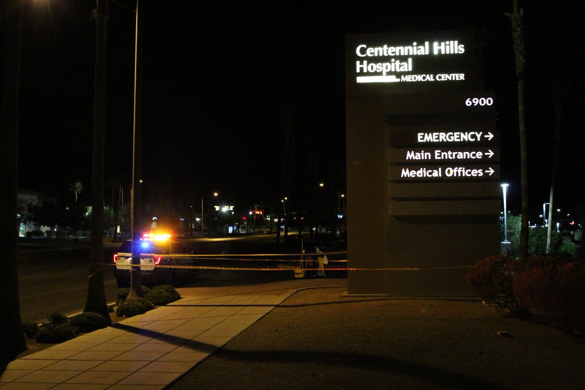 Metro officers are blocking one of the entrances to Centennial Hills Hospital in the northwest valley