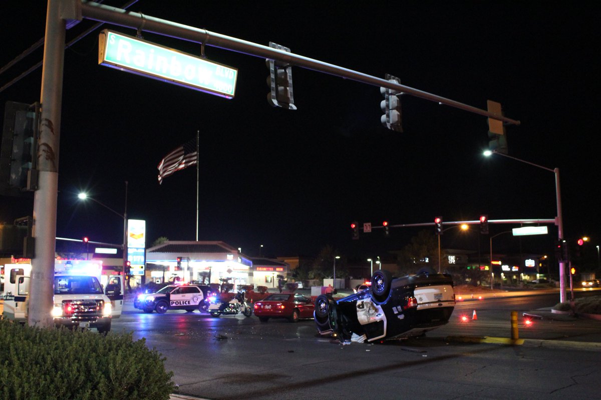 Las Vegas police have blocked off the intersection of Tropicana and Rainbow after a Metro-involved crash