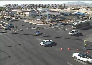 Las Vegas police officer involved in crash at Rainbow, Russell    
