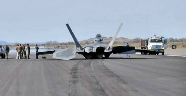 Premature Landing Gear Retraction Resulted In F-22 Raptor Sliding On Its Belly At NAS Fallon, Investigation Finds    
