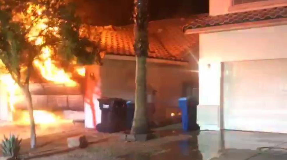 A fire tore through the garage of an east valley home Friday morning