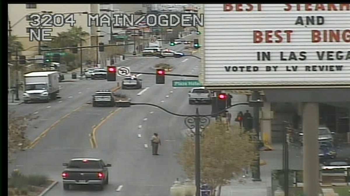 Several downtown Las Vegas streets are closed near the Plaza hotel due to police activity. Streets include Bridger, Ogden, Carson and Main