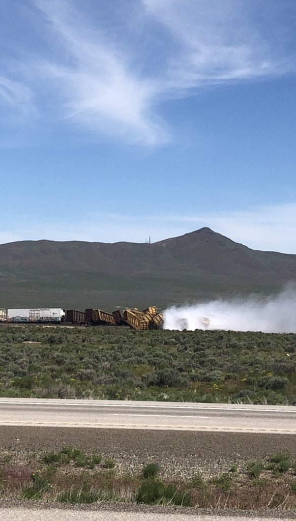 Smoke at train accident east of Elko