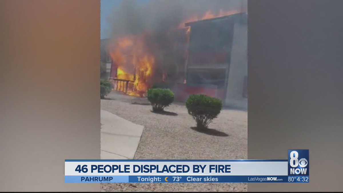 Large apartment fire leaves 46 people displaced near Tropicana and Nellis. Investigators believe it was caused by a small child playing with fire