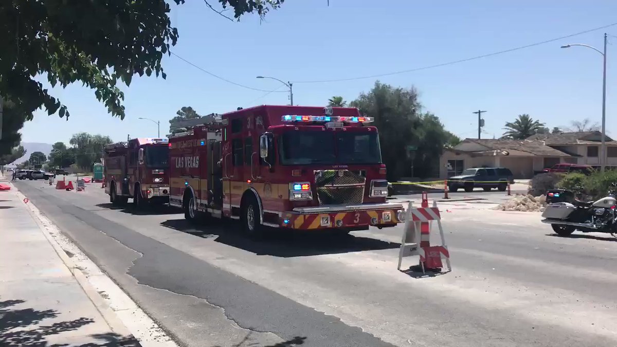 The scene at WashingtonHogan near Las Vegas Golf Club where witnesses say a car with  4 kids inside lost control near a construction site.  Per golf club general manager, holes near the scene are shut down. One golfer leaped over this fence to help. No word on conditions.