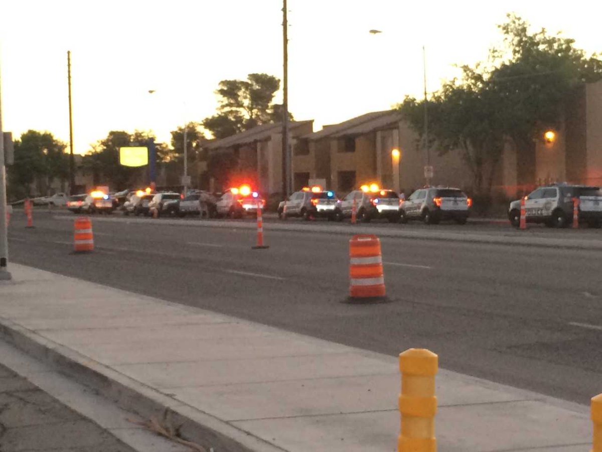Heavy police presence on Maryland Parkway between Russell and Hacienda