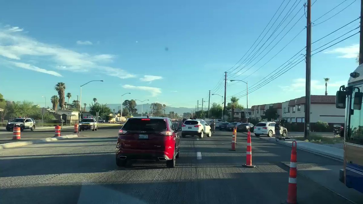 Markyland Pkwy and Hacienda. Reports of a domestic incident. Police say a man with a knife was seen dragging a women inside of a apartment SWAT, and crisis negotiators are on scene, Maryland Pkwy closed both directions between Russel Rd. and Hacienda. 