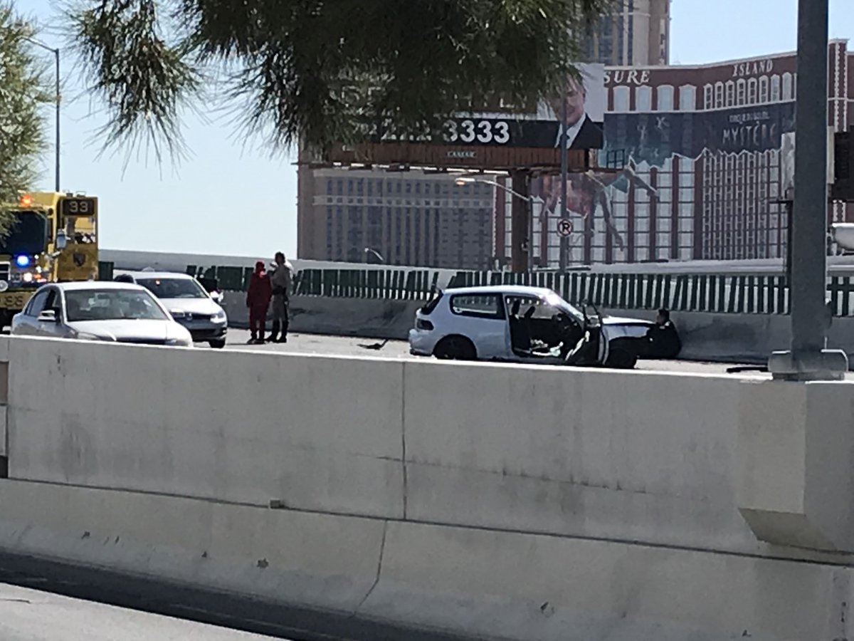 Critical crash closes travel lanes on WB Desert Inn at Polaris