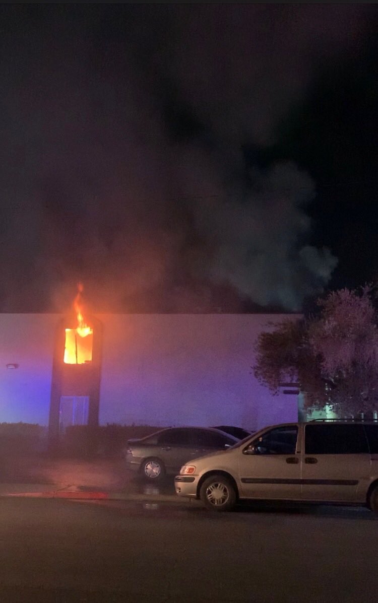 4264 Silver Dollar Ave 2-Alarm fire in 1 upstairs apt of 8 unit/2-sto apt bldg, 1 injury to UMC-lacerations/glass, $75K dmg, 19 people displaced from 2 apartments, fire is OUT, unattended cooking cause, crews picking up & clearing, 1 pet dog deceased 