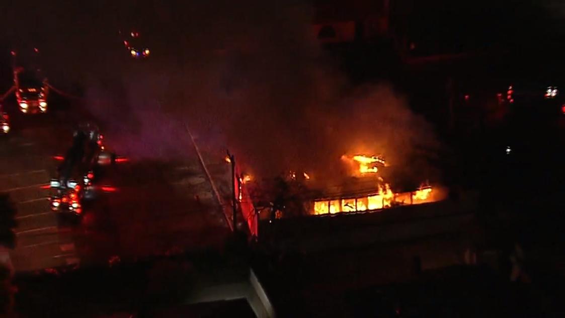 One person described as a critical burn victim has been taken to a hospital after a fire broke out in a building near Sahara and Maryland Parkway in Las Vegas