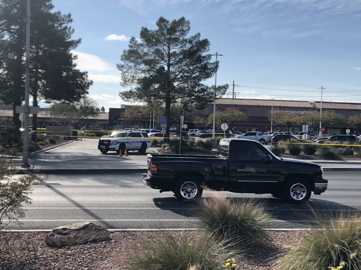 Green Valley & Sunset today, it's closed for the rest of the day. Henderson Police has the parking lot taped off to investigate an officer involved shooting from this morning. 