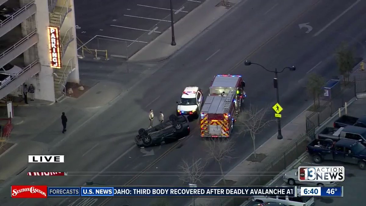 Rollover in downtown Las Vegas near Casino Center and Stewart Avenue