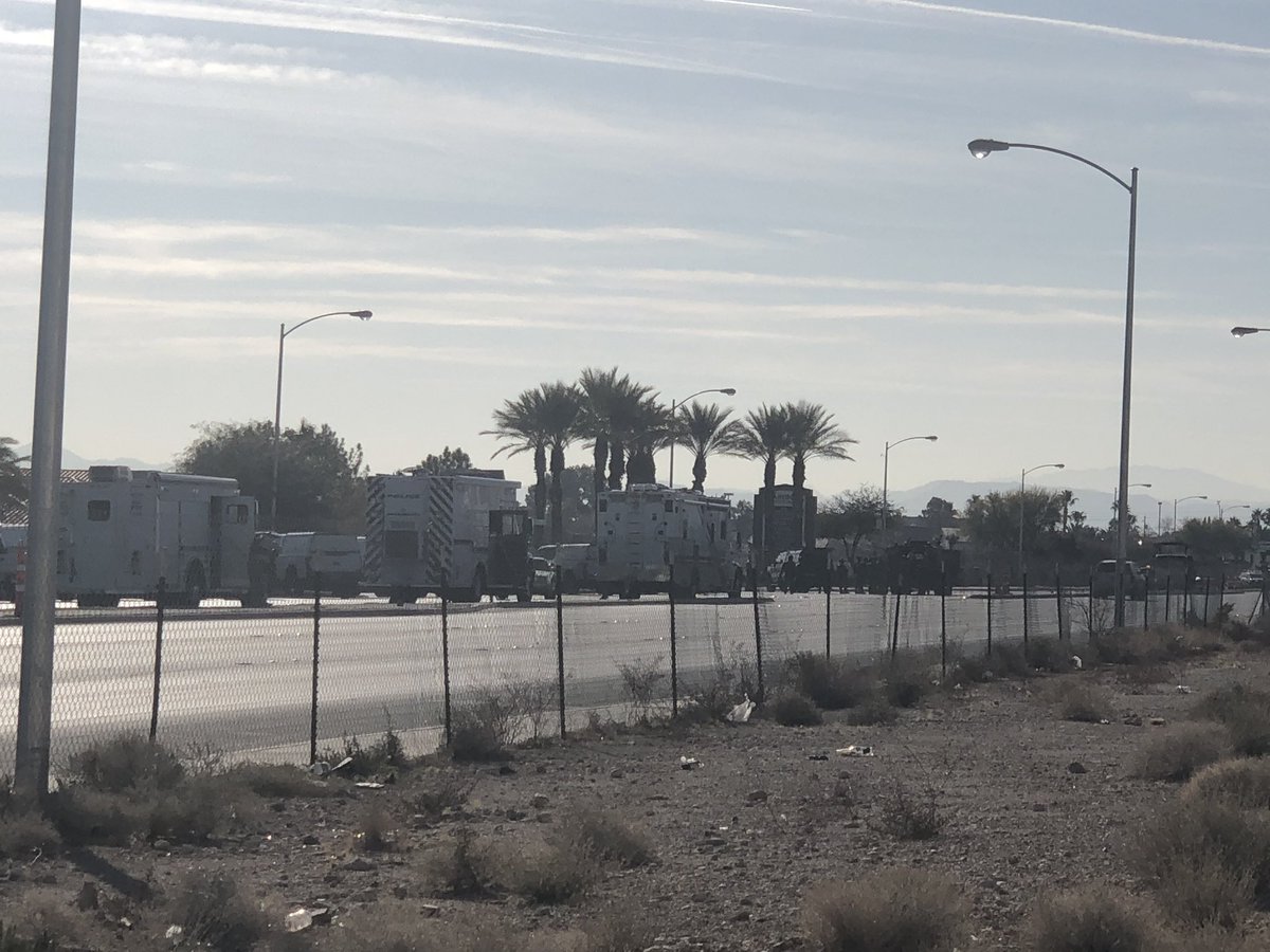 Police have us pretty far back here on Rainbow. But SWAT trucks are still coming in. LVMPD calling this a dynamic incident. A