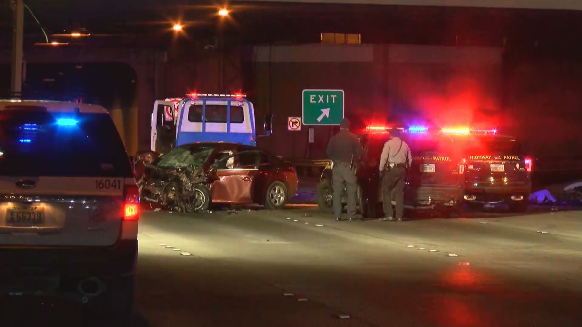 One person is dead after a wrong-way crash early this morning on near McCarran International Airport