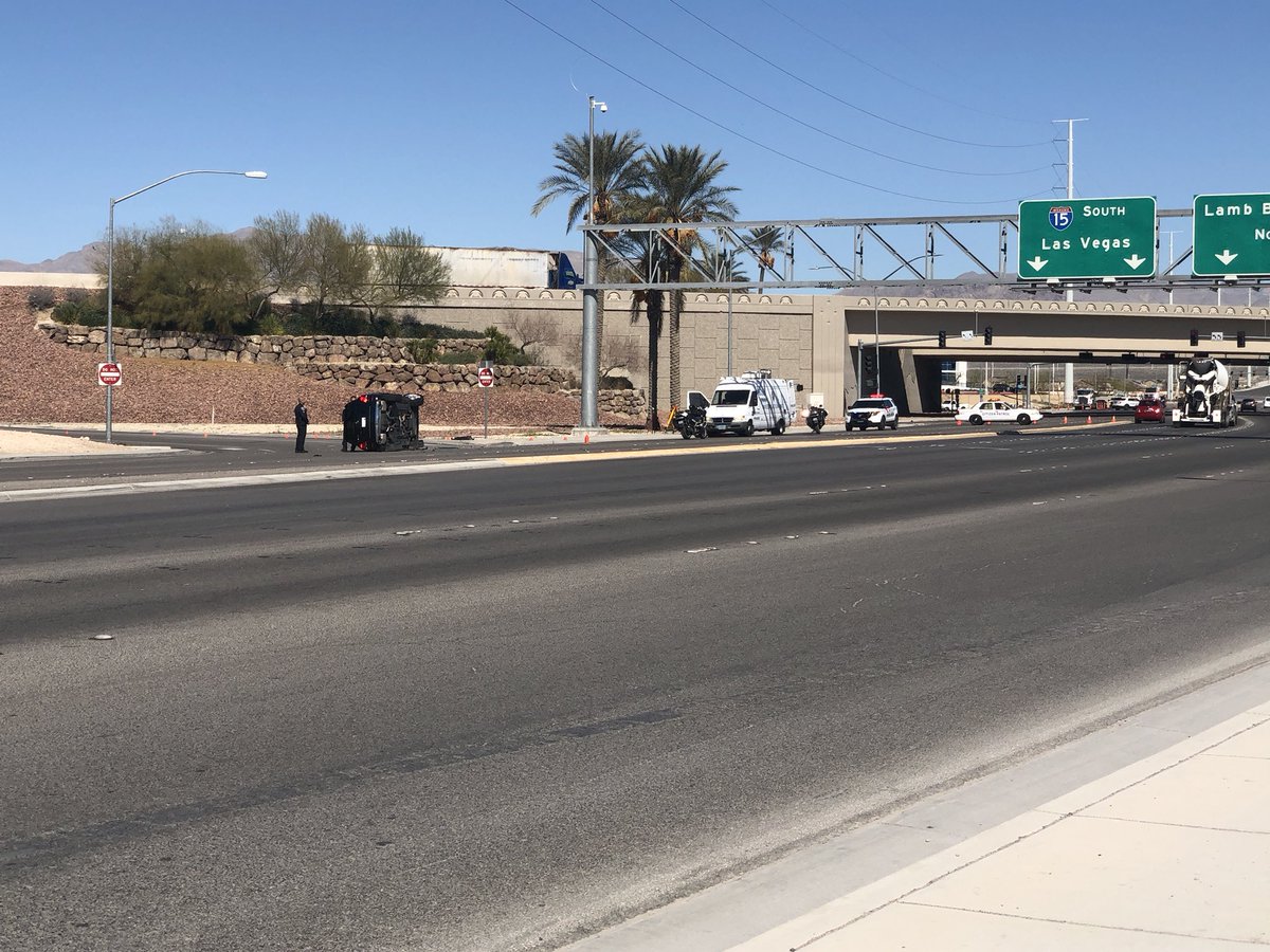Still no word on what happened out here at the scene of a @NLVPD police shooting that appears to involve a crash