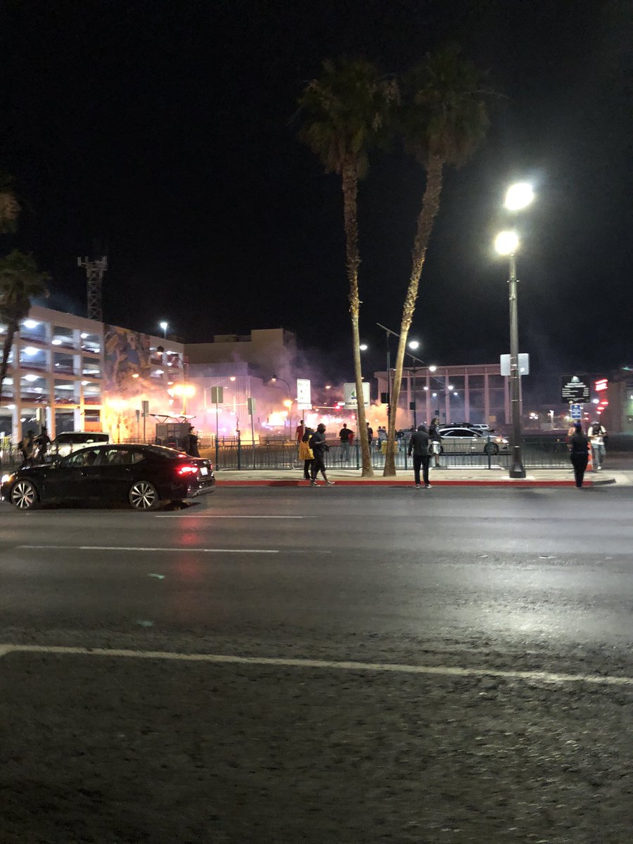 Police are throwing tear gas to disperse the crowd at LV Blvd and Carson. Crowd scattered. 