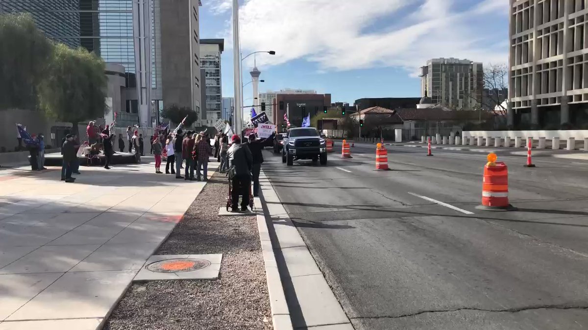 Current scene outside of the federal courthouse. A lot of honking