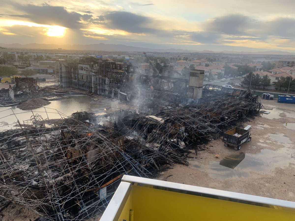 The Clark County Fire Department shared a look at the damage caused by a massive fire that broke out late last night at the site of an under-construction apartment complex. Damage is estimated to be as much as $30 million, but no injuries were reported