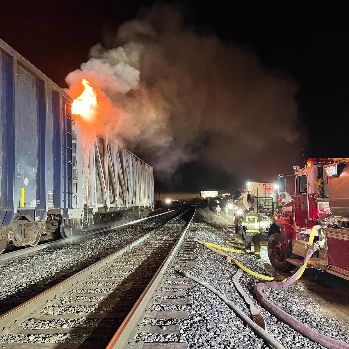 TMFR crews assisted @SparksFireDept in suppressing a rail car fire at I-80 and Vista Blvd with two water tenders and a fire engine. No injuries reported