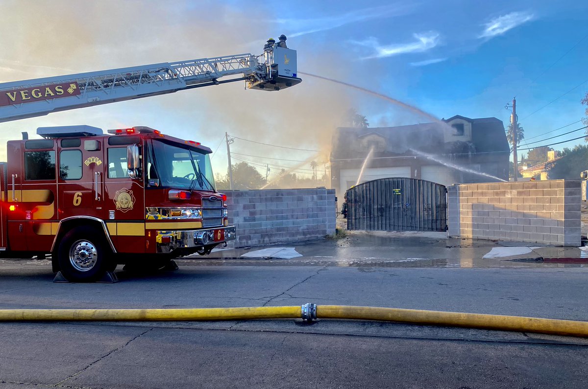 Firefighters with @ClarkCountyFD are battling a house fire in Spring Valley. The owners of the property tell it is a total loss. The home was vacant. No injuries reported