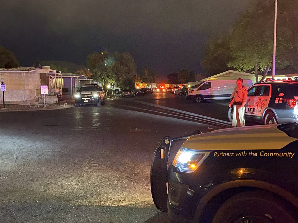 Here are some more pics of the scene. Multiple police units are here and residents are just now allowed to go back in. We can confirm from residents this officer involved shooting took place at Riviera Mobile Home Parks