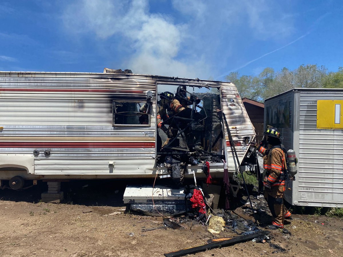 TMFR and @RenoFireDept have suppressed an unoccupied small travel trailer off of Green Mountain St and Stead Blvd. No further damage to structures or injuries reported