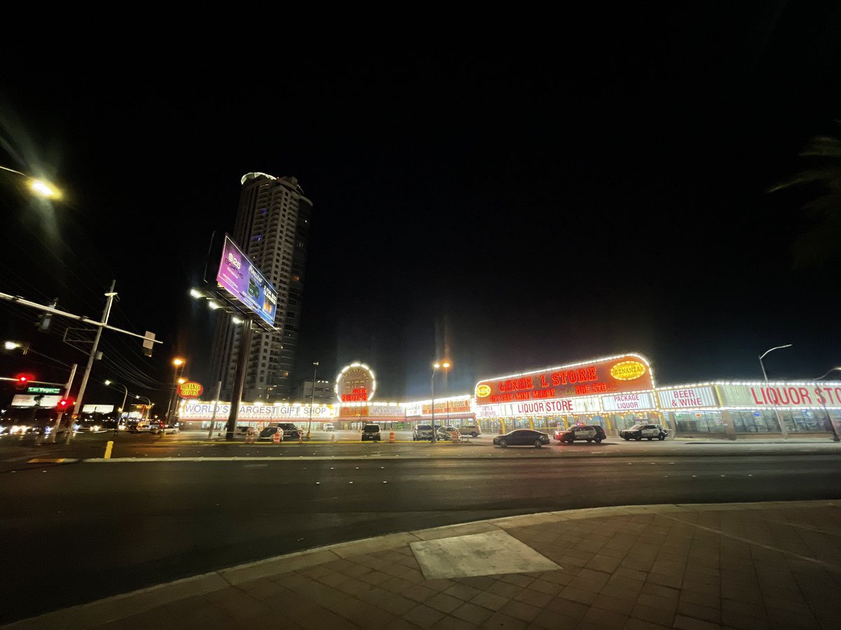 SHOOTING : @LVMPD reported two people shot - a security guard & suspect. Larceny occurred in the store, security confronted the suspect in the parking lot &amp; suspect opened fire towards the security guards. Suspect in custody at a hospital. Intersection back open