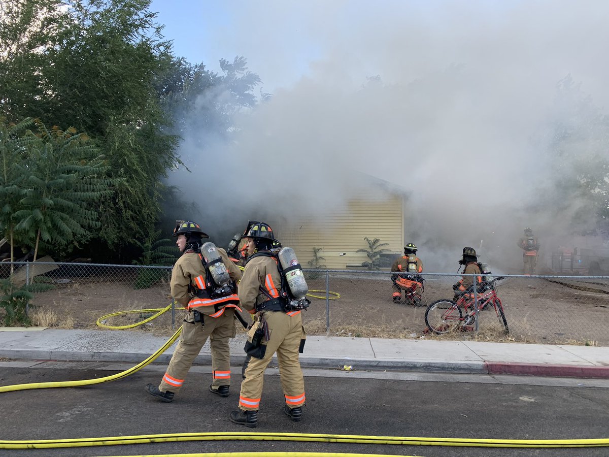 Two structure fires and a brush fire reported simultaneously. Fast work by @RenoFireDept crews held the fires to the buildings of origin and no injuries. Crews continue to perform overhaul at Montello & Castle. Boston, our arson dog is sniffing around to aid in the investigation