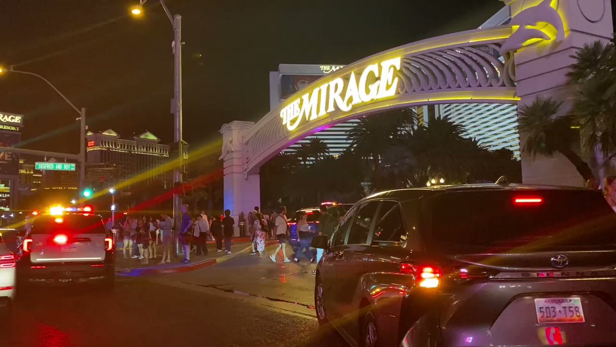 A look at the police presence in front of the Mirage right now following the deadly hotel room shooting.