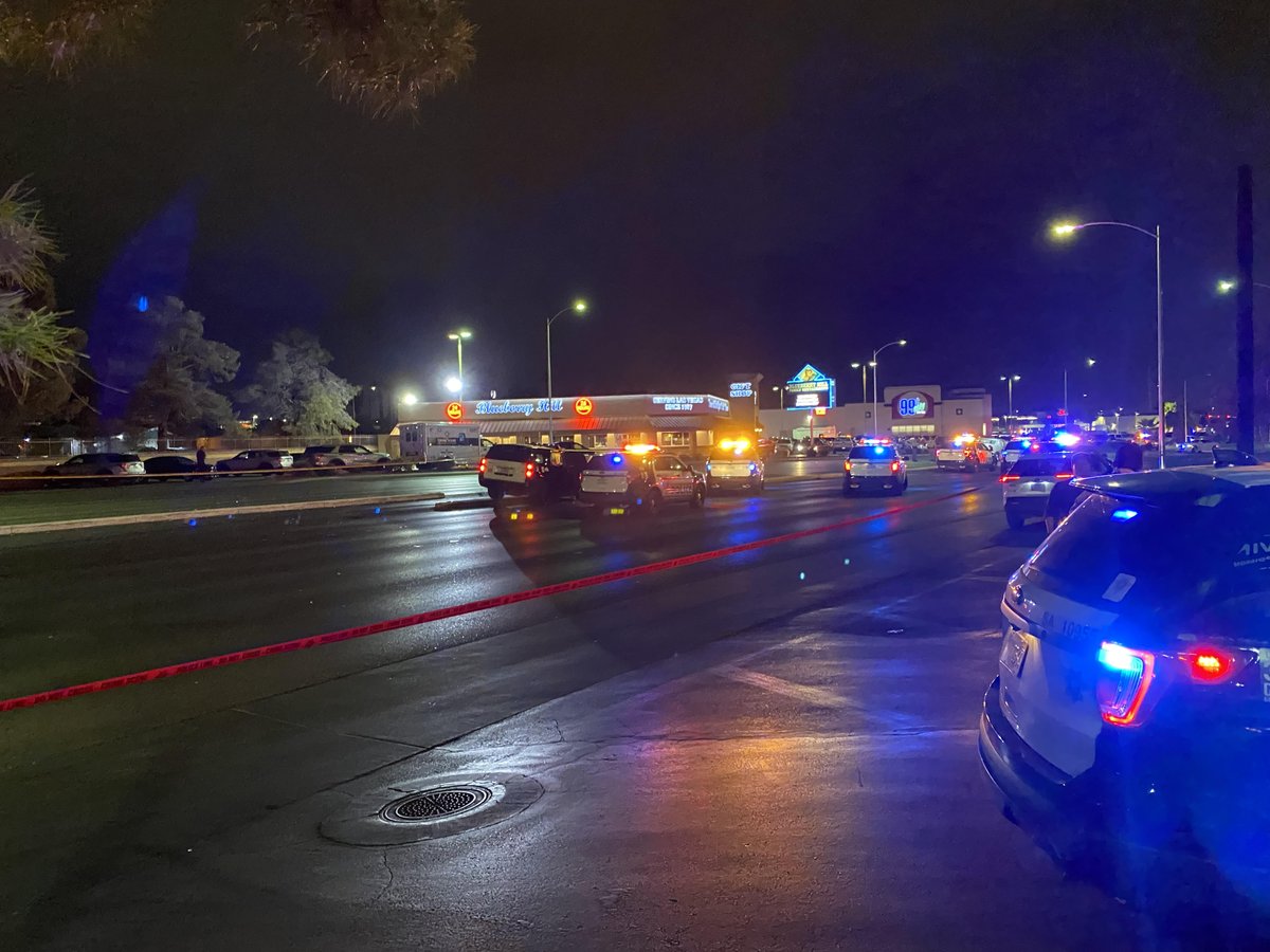 A robbery led to a police shooting and car chase Thursday night. A suspect has been arrested, according to police. Here are some photos from the scene near West Charleston and South Decatur boulevards 