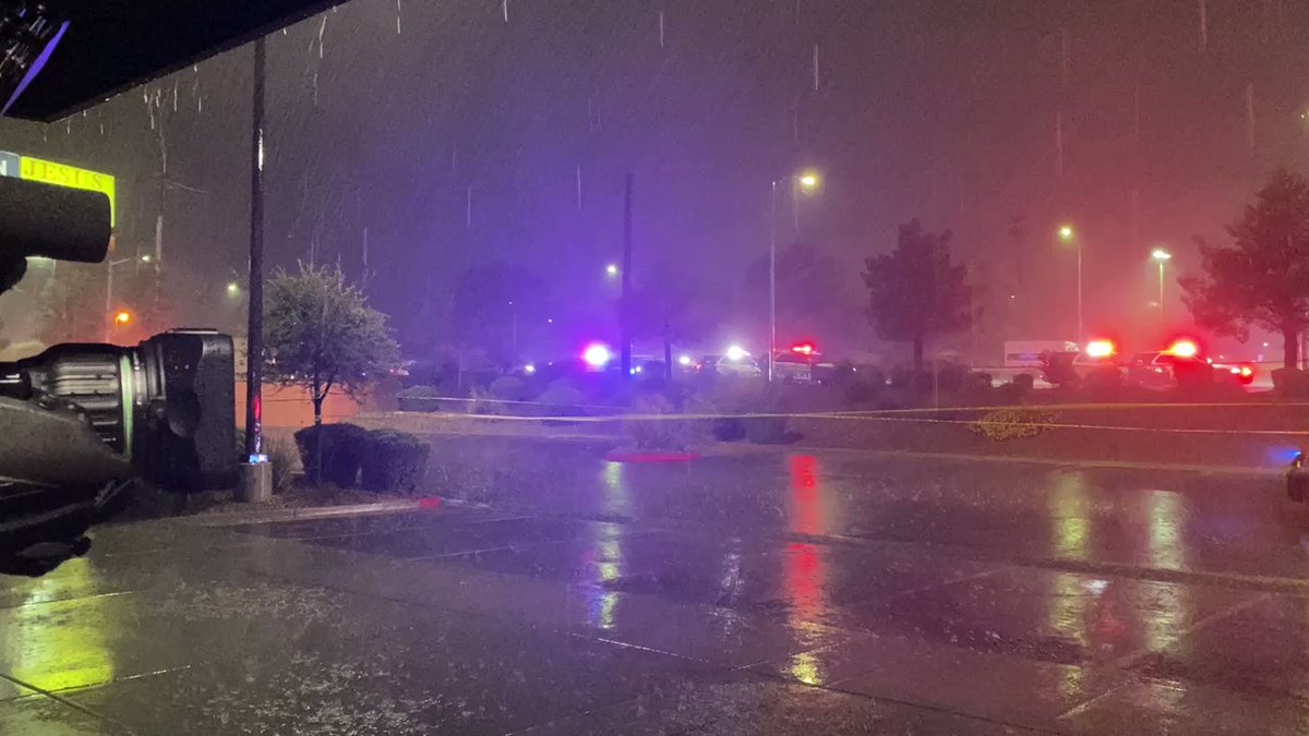 Plenty of rain and lightning as police investigate the officer-involved shooting and car chase that occurred in Las Vegas tonight.