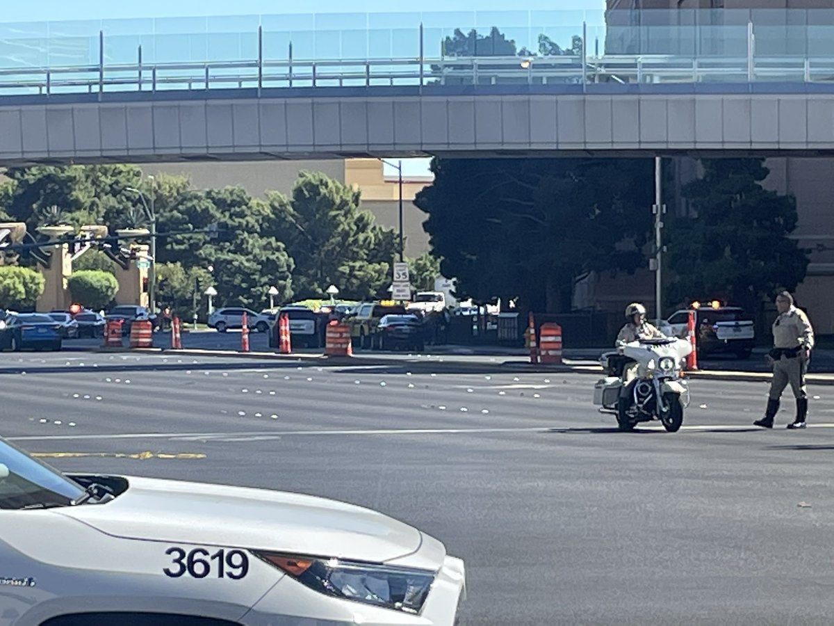 Caution tape is blocking the Strip on the west and north side of Palazzo at this time. 