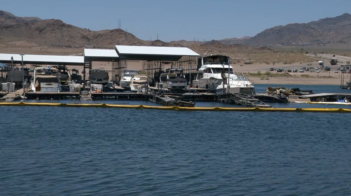 Lake Mead that caught fire.The fire damaged/destroyed 26 boats: