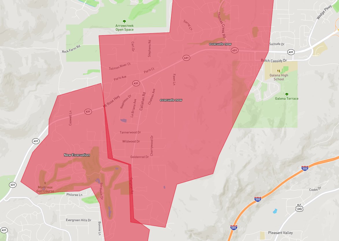 Evacuations for the CallahanFire has been expanded to include a portion of Montreux. Residents are urged to leave immediately
