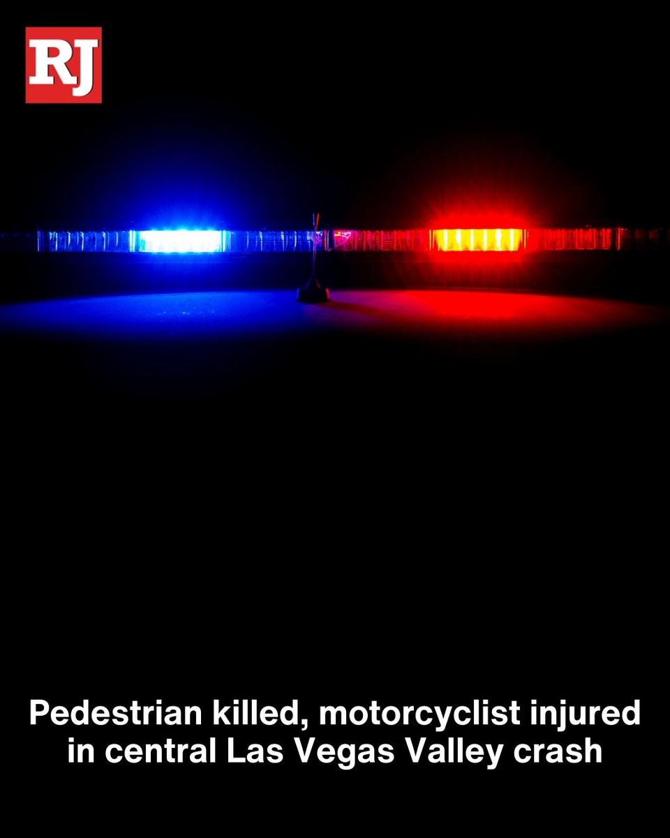 A pedestrian died and a motorcyclist suffered critical injures in a crash early Sunday in the central Las Vegas Valley, according to police