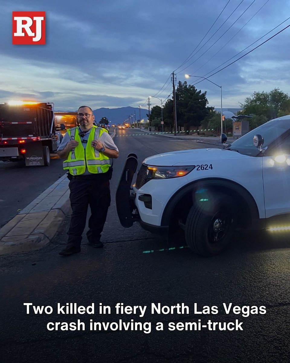 Two people were killed in a fiery crash that involved a semi-truck and a car near the North Las Vegas Airport on Thursday, police said