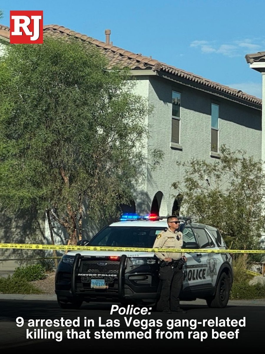 Nine people have been arrested in connection with a Las Vegas gang-related shooting that stemmed from a rap feud and claimed the life of a man who wasn’t the intended target, police said