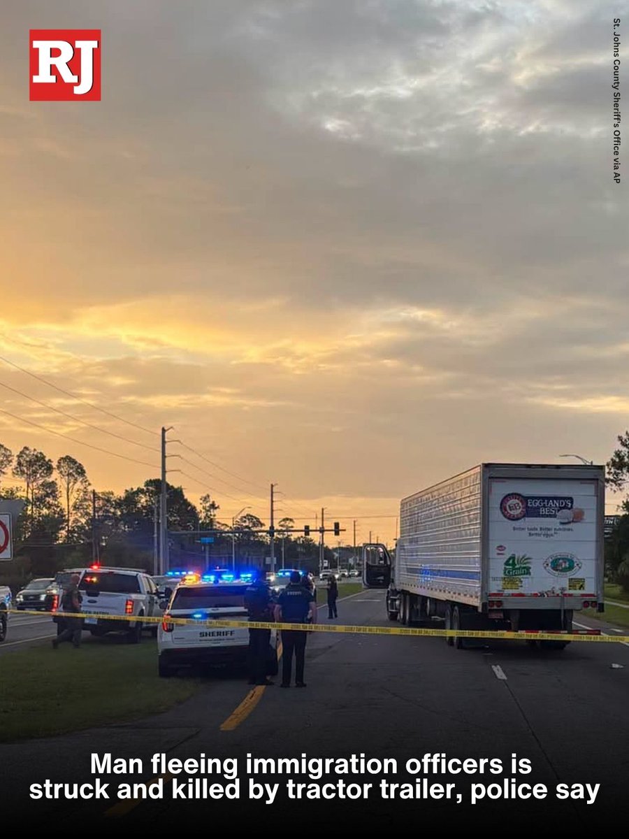 A 28-year-old man running from an encounter with immigration and other federal agents was struck and killed by a tractor trailer on Tuesday, authorities said