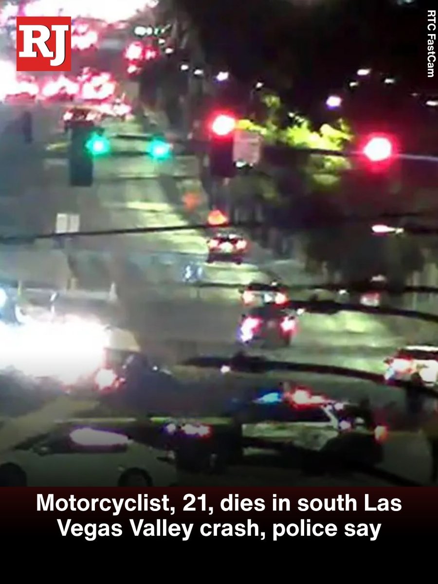 A 21-year-old motorcyclist died in a crash in the south Las Vegas Valley Friday night, police said
